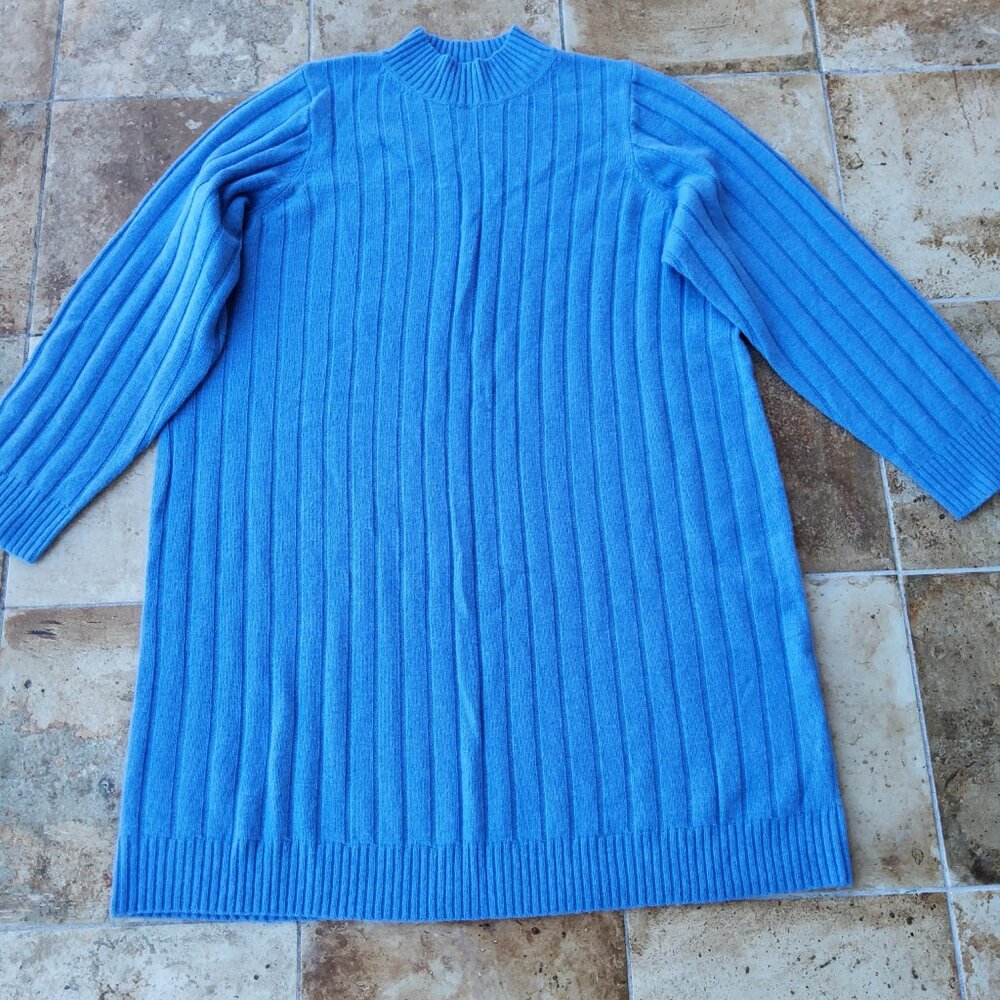 NWOT Madewell Blue Bodhi Long Sleeve Sweater Dress Top Size16-18. Pit to pit 50"